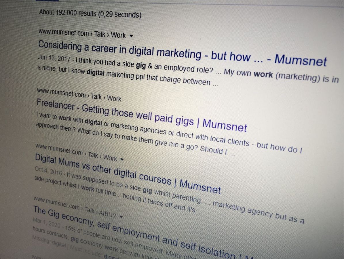 a screenshot of google search results