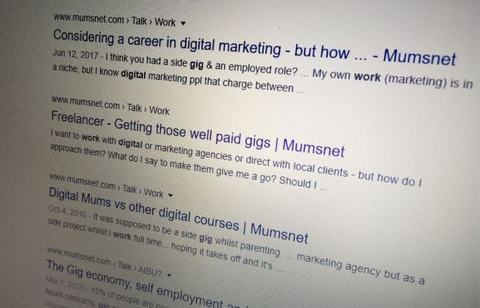 a screenshot of google search results